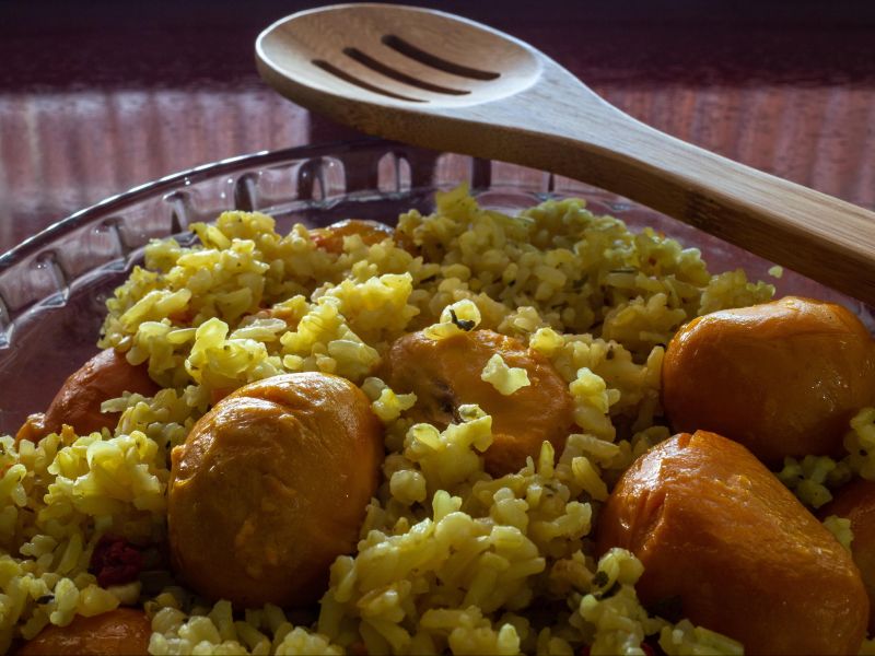 Prato de arroz com pequi no Mercado Municipal de Campinas