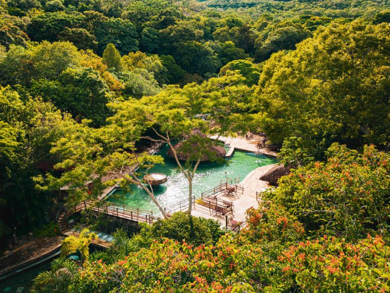 Vista aérea de uma das piscinas do Rio Quente Resort